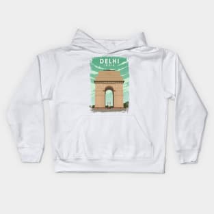 Delhi India Vintage Retro Minimal Travel Poster Kids Hoodie